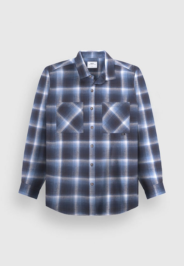 Ocean Blue Plaid Flannel Shirt
