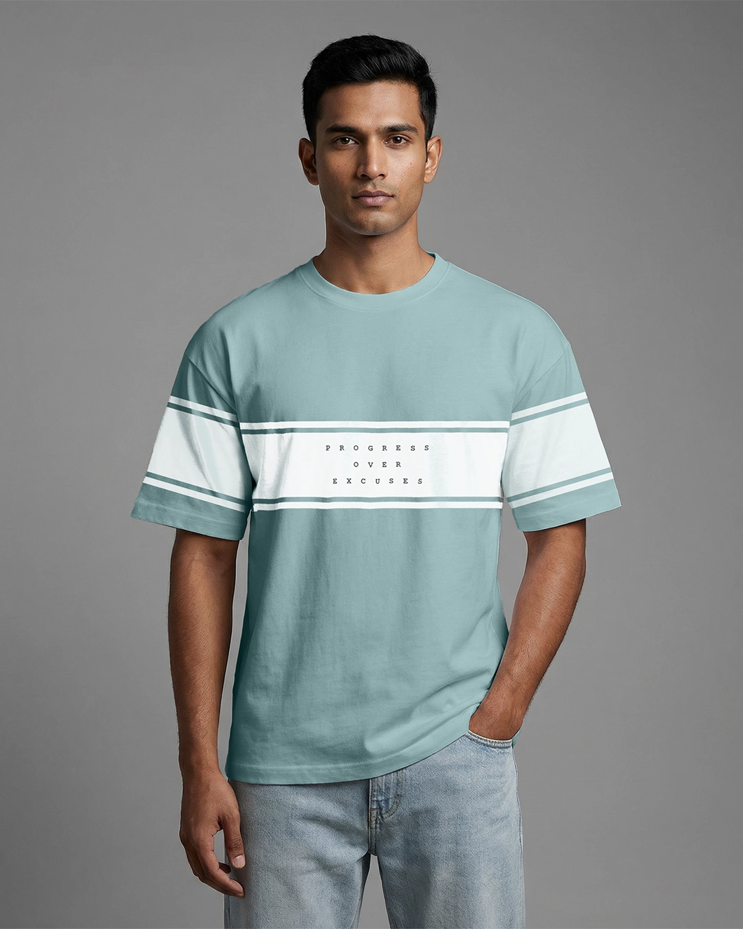DEEN Aqua Wave Print Drop Shoulder T-Shirt - Image 2
