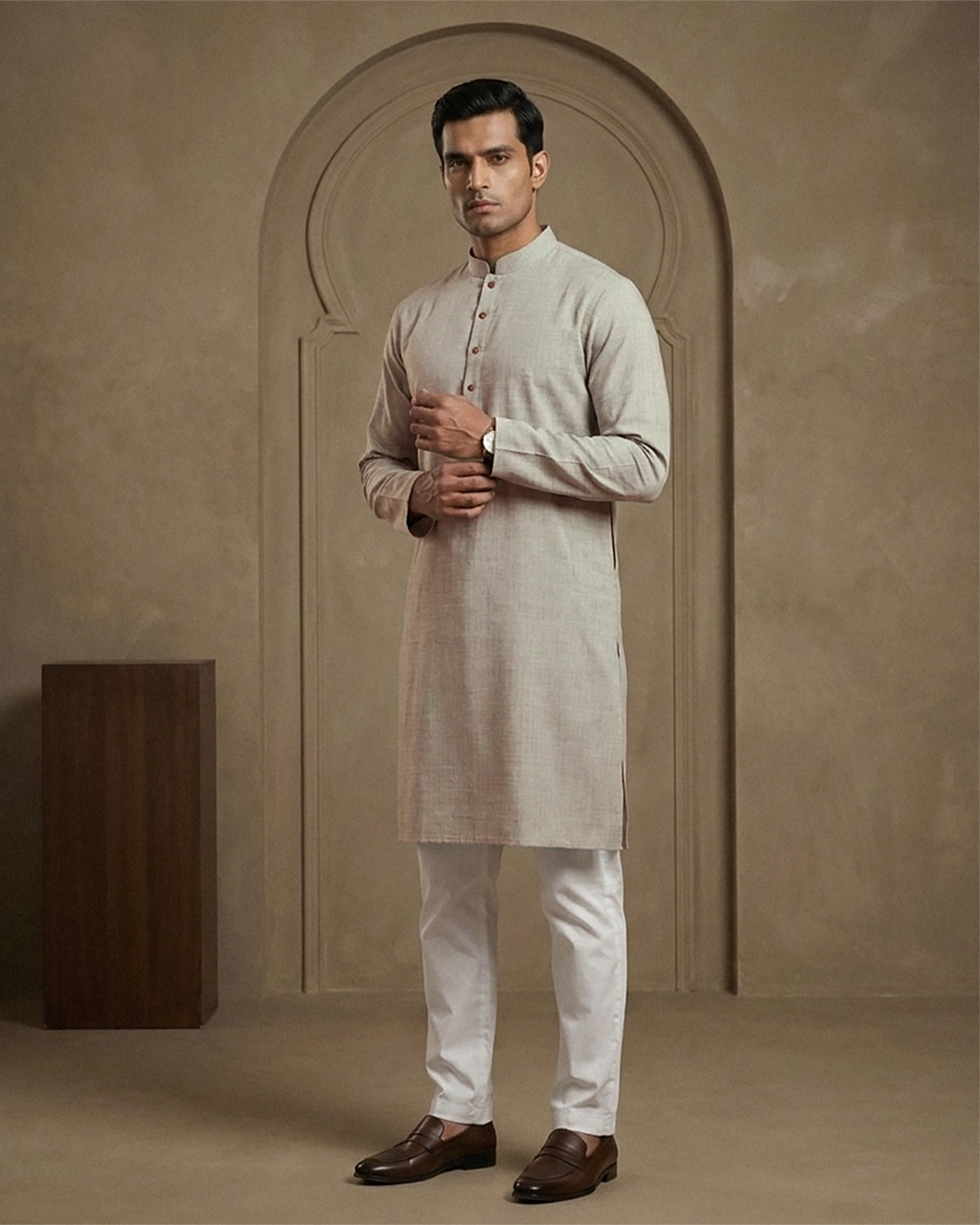 DEEN Warm Grey Semi Formal Panjabi - Image 2